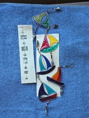 Colorful Sailboat Kids Photo Clip On Mobile/ Hanger Accessory - Multicolor